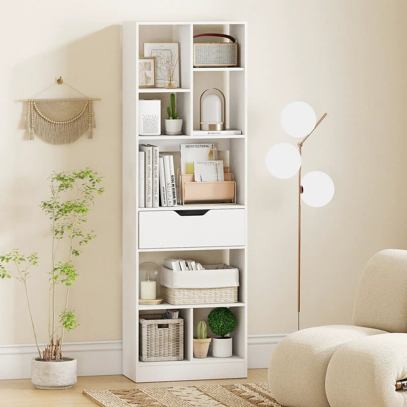 61inch Tall Freestanding Bookcase with Drawer 8-Cube Storage Organizer by DirectDeals