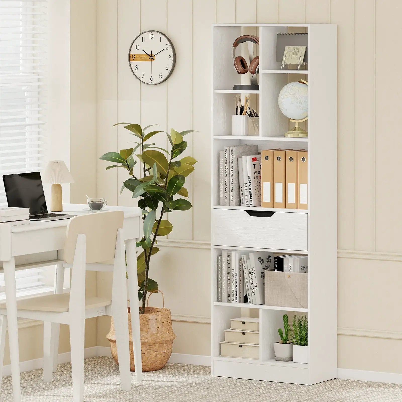 61inch Tall Freestanding Bookcase with Drawer 8-Cube Storage Organizer by DirectDeals