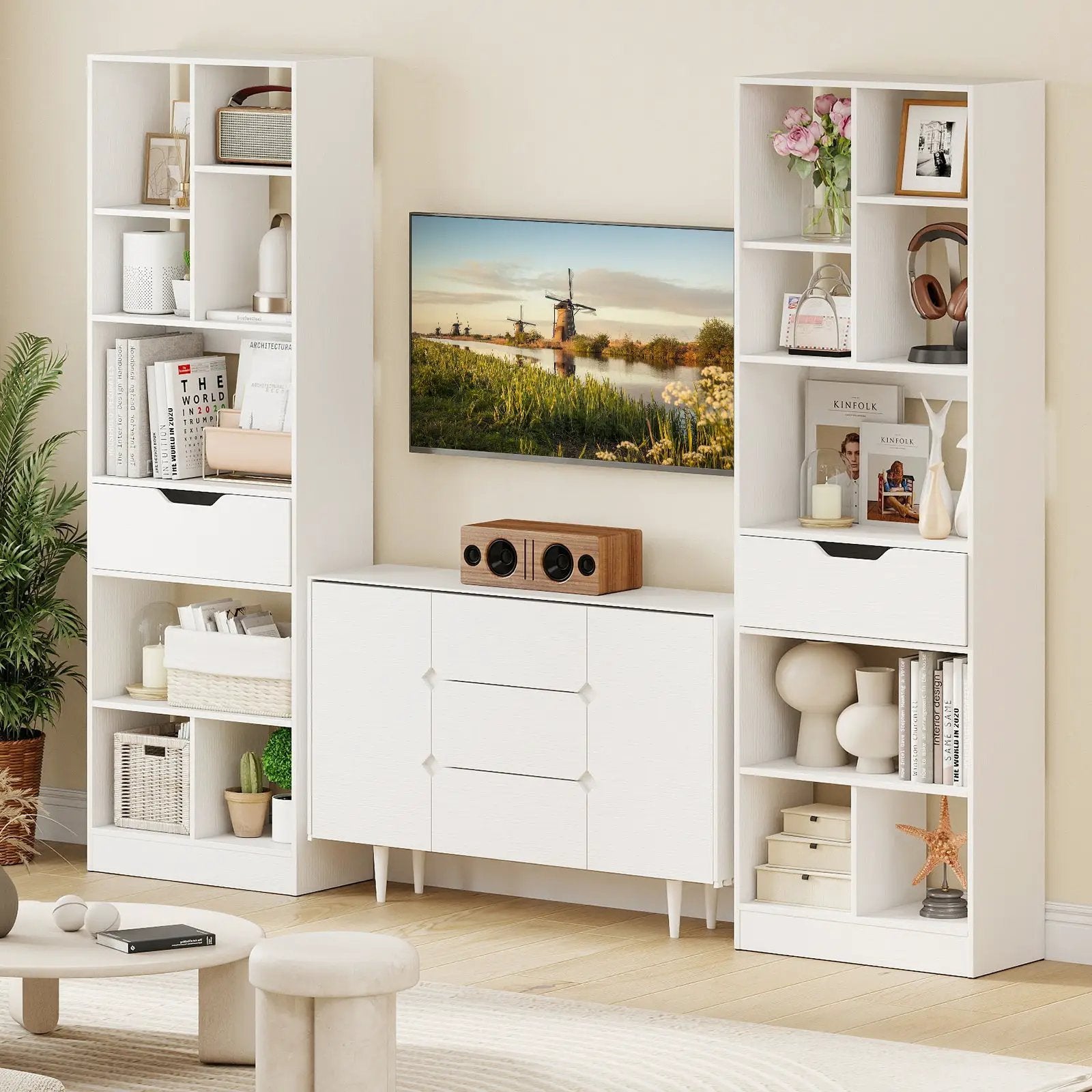 61inch Tall Freestanding Bookcase with Drawer 8-Cube Storage Organizer by DirectDeals