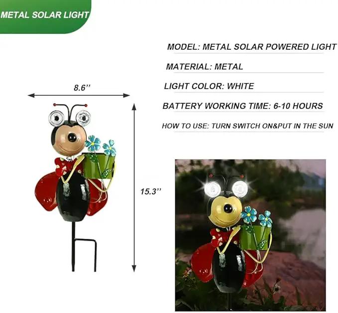 Solar Lady Bugs Lights Swaying Metal Garden Decor Waterproof Solar Lights Decorative Outdoor Stake Lights for Outside Patio Balcony Pathway Lawn Yard Gift by GreenHaven Gardens