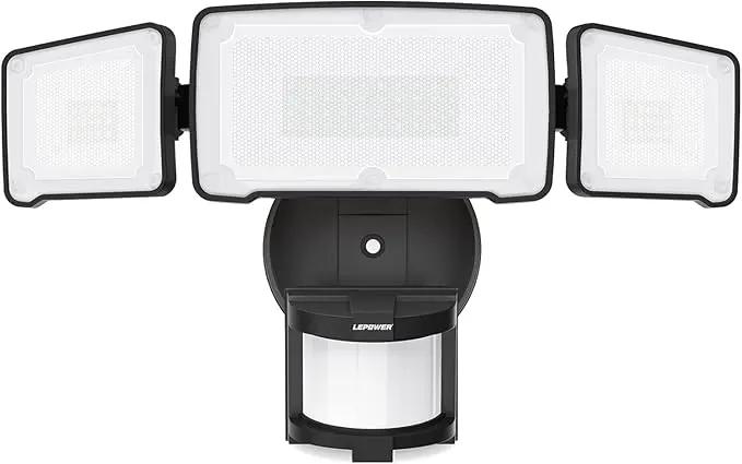 LEPOWER LED Motion Sensor Security Lights, 3 Head Motion Detected, 38W, 4200LM, Waterproof IP65, 5500K, Full Metal for Outdoor, Garage, Porch, Yard (Not Solar Powered, Black) by GreenHaven Gardens