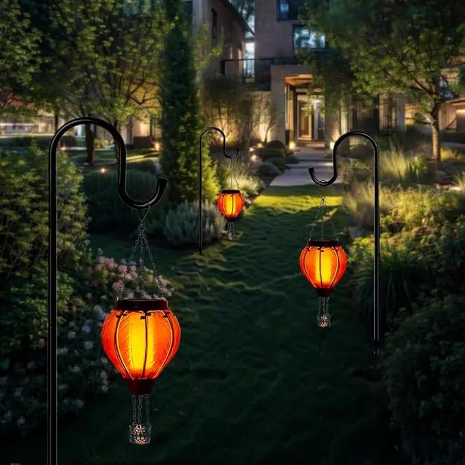 Starsoul Orange Solar Hot Air Balloon Lantern Glass Hot Air Balloon Solar Lantern with Flickering Flame Light Outdoor Solar Hanging Lights Waterproof for Garden Yard Patio by GreenHaven Gardens