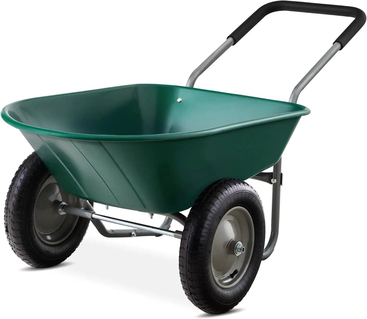 Best Choice Products Dual-Wheel Home Utility Yard Wheelbarrow Garden Cart w/Built-in Stand for Lawn, Gardening, Construction - Green by GreenHaven Gardens