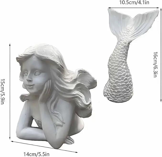 BGBWBFBR Handmade Mermaid Statue Set with Blue and White Starfish: A Beautiful Addition to Your Home Décor, ry-001 by GreenHaven Gardens