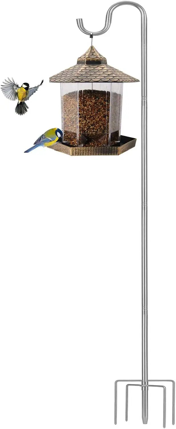 Shepherds Hook for Outdoor, 30 Inch Tall & 5/8 Inch Diameter Stainless Steel Heavy Duty Poles to Hang Outdoor Lights with 5 Prongs Base, Suitable for Bird Feeders or Wedding Decors(1pack) by GreenHaven Gardens