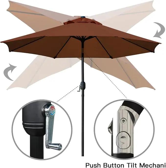 Sunnyglade 9' Patio Umbrella Outdoor Table Umbrella with 8 Sturdy Ribs（Brown） by GreenHaven Gardens