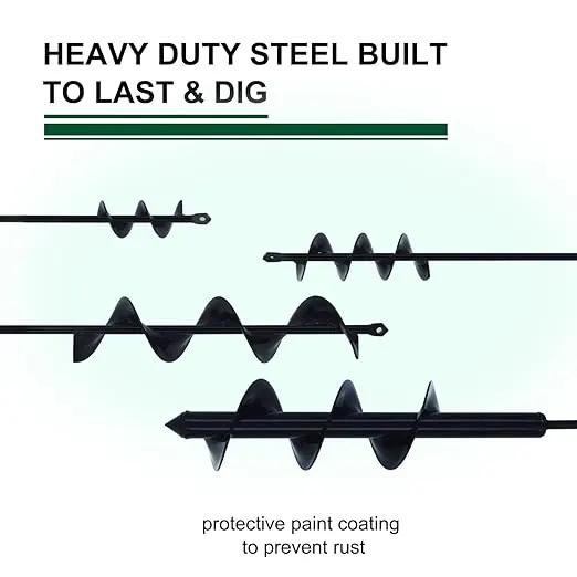 4 Pack Garden Ground Earth Spiral Drill Bit for 3/8" Hex Drive Drill, Auger Drill Bits for Bulbs Planting, Hole Digger Flowers,Bedding Digging Plant Rapid Planter Tool by GreenHaven Gardens