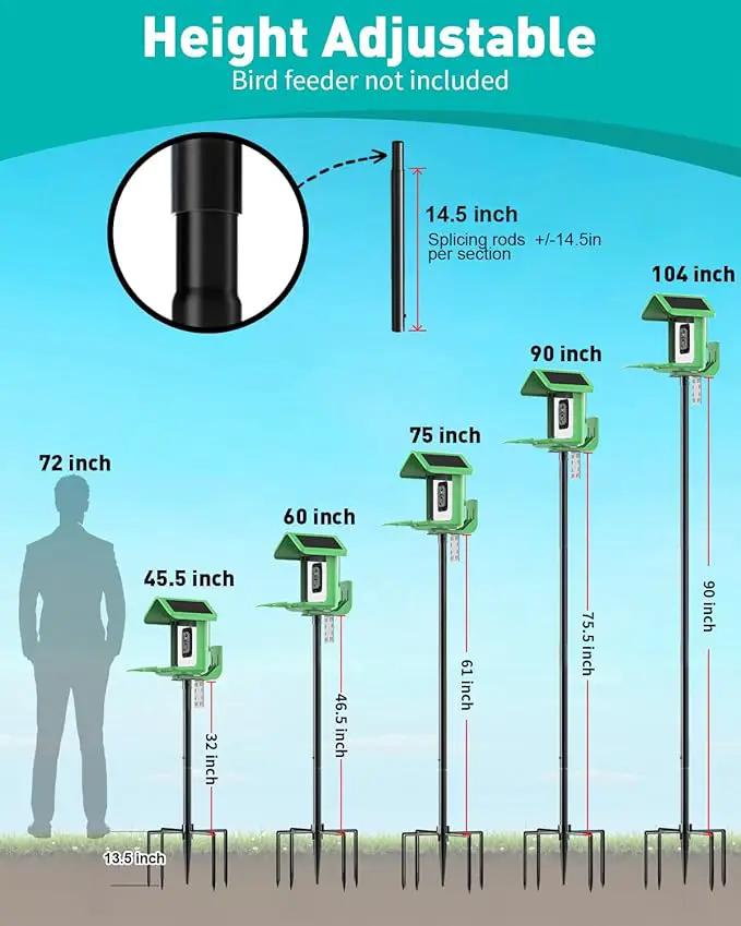 Bird Feeder Pole – 104 Inch Height Bird House Pole with 1-Inch Dia Heavy Duty for Birdfeeders, Feeding Stand with Mount Kit for Outdoor, Slip-Fit Connection by GreenHaven Gardens