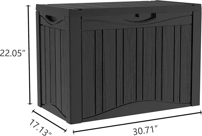 50 Gallon Outdoor Storage Box Waterproof Lockable Resin Deck Box Large, Patio Storage Bin for Pool Accessories Cushion Furniture, Garden Tools, UV-Resistant Outside Delivery Black by GreenHaven Gardens