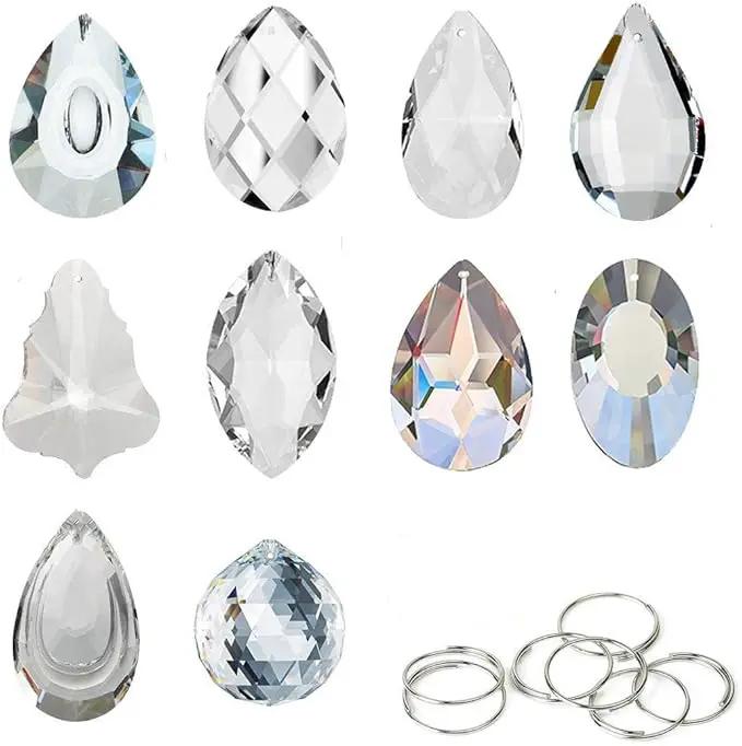 kanpura Pack of 10 Clear Crystal Suncatcher Chandelier Lamp Lighting Drops Pendants,Hanging Glass Ball Prisms Window Home Decor by GreenHaven Gardens
