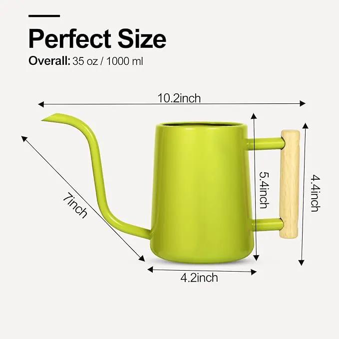 Watering Can Indoor Plants, 35 oz/1000 ml Metal Stainless Steel Watering Can Pot with Long Spout for Indoor House Plants Bonsai Outdoor Garden Flower Decorative (Bright Green) by GreenHaven Gardens