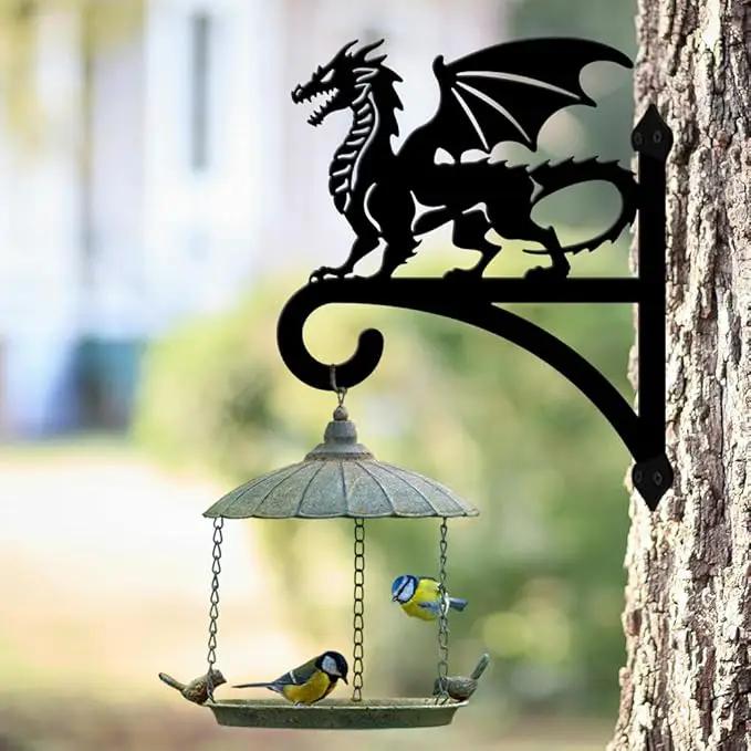peacoblue Iron Plant Hangers Hooks for Outdoor Indoor Hanging Plants Flower Fern Pots Lantern Bird Feeder,11.8"x15.1" Weather Resistant Metal Wall Holder for Porch Garden Farmhouse(Dragon) by GreenHaven Gardens