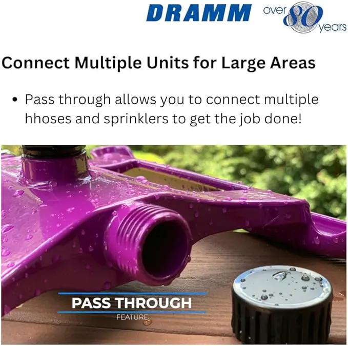 Dramm ColorStorm Gear Drive Sprinkler on Heavy Duty,Durable Metal Base, 4 Patterns, Ideal for Small, Medium & Large Areas with Pass Through Feature, Orange, 40 Foot Diameter by GreenHaven Gardens