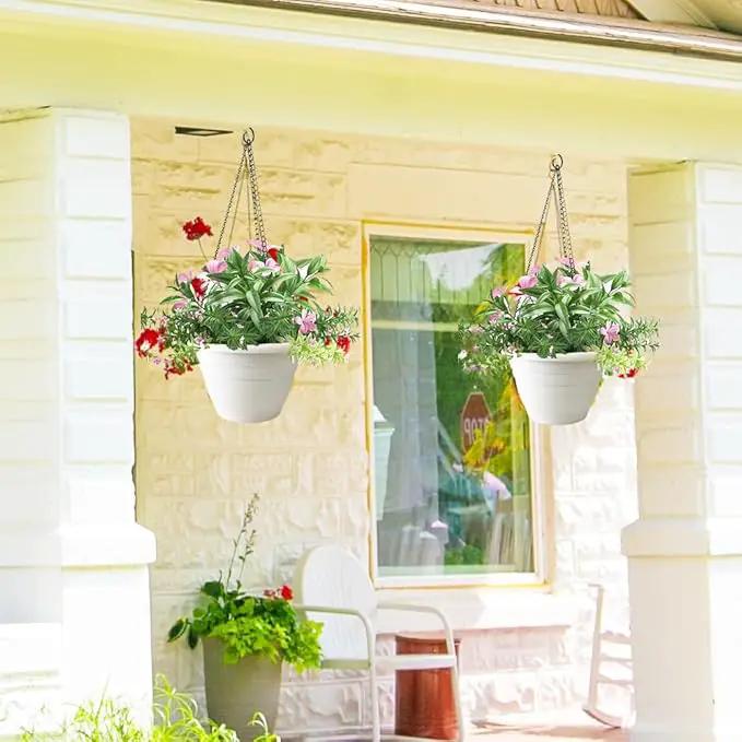 5-Pack 10 inch Garden Pots, Round Flower Pots with Drainage Holes, Thick Sturdy Traditional Plastic Planters Indoor and Outdoor(White) by GreenHaven Gardens