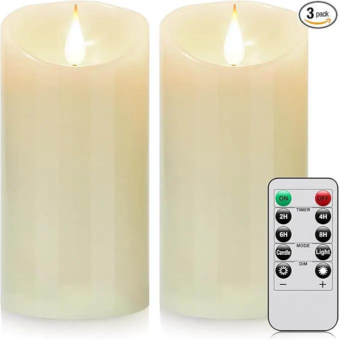 Tappovaly Flameless Flickering Battery Operated Candles 2pack Real Wax Pillar LED Candles with 10-Key Remote Control and 24 Hours Timer for Wedding, Party, Home Decoration (Ivory) by GreenHaven Gardens