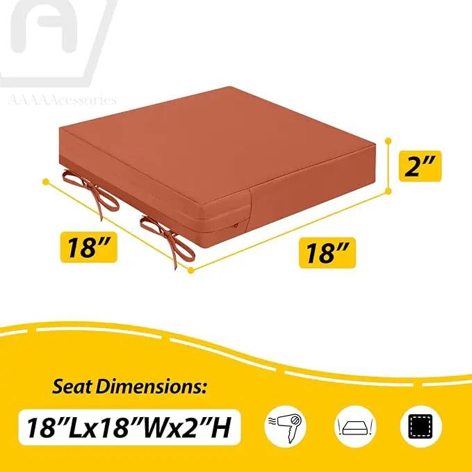 AAAAAcessories Outdoor Seat Cushions for Chairs, Waterproof, Fade-Resistant Patio Furniture Replacement Cushions, 18" x 18" x 2", Set of 2, Rust by GreenHaven Gardens