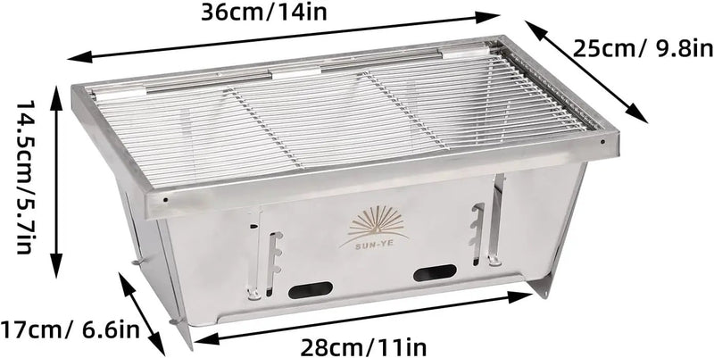 SUN-YE Charcoal Grill for IGT Table,Portable Grill with Carry Bag,Adjustable Furnace Burning Carbon Plate Height,Stainless Steel,Instantly Expands and Stores,1 Piece by GreenHaven Gardens