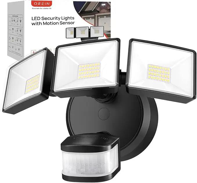 OREiN 6500LM/42W Flood Lights Outdoor, 180°/75FT Motion Sensor Outdoor Lights 4 Modes Dimmable Dusk to Dawn Floodlights IP65 Waterproof for 6000SQ.FT Area for Big Patio, Driveway, Black (Hardwired) by GreenHaven Gardens