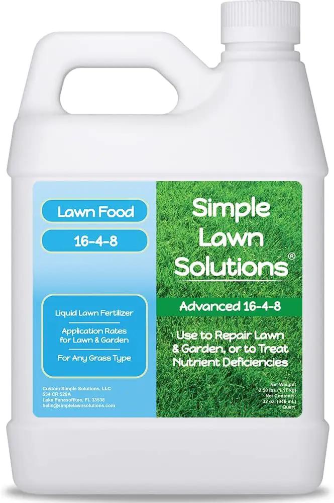 Advanced 16-4-8 Lawn Fertilizer - Liquid Lawn Food Spring & Summer Concentrated Spray - Any Grass Type- Fish and Seaweed Kelp- Balanced NPK - Simple Lawn Solutions (1 Quart) by GreenHaven Gardens