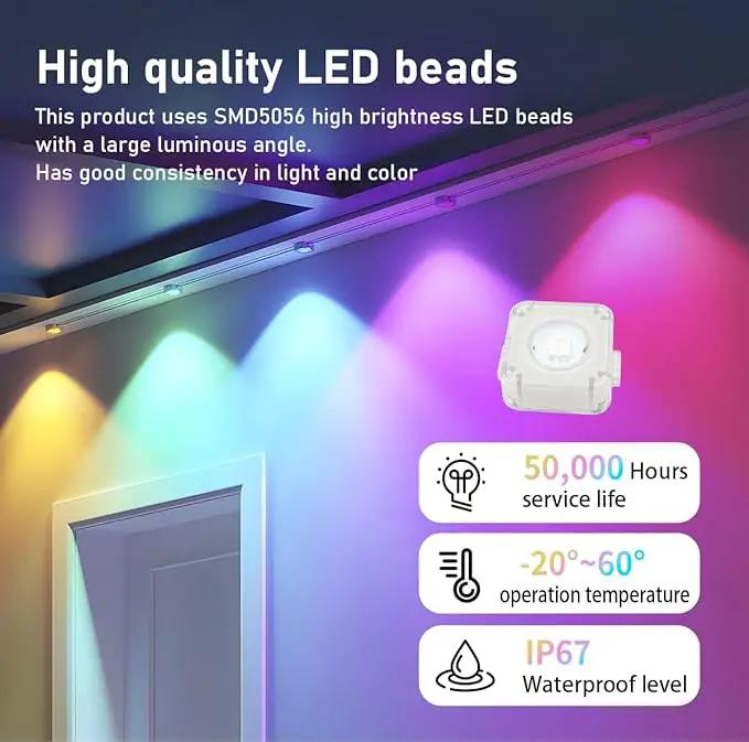 100ft Permanent Outdoor Lights for House, IP67 Waterproof RGB+IC LED Eaves Lights, 54 Scene Modes Outdoor Lighting for Christmas Garden Party Holiday Decorations, with App/Remote Control by GreenHaven Gardens