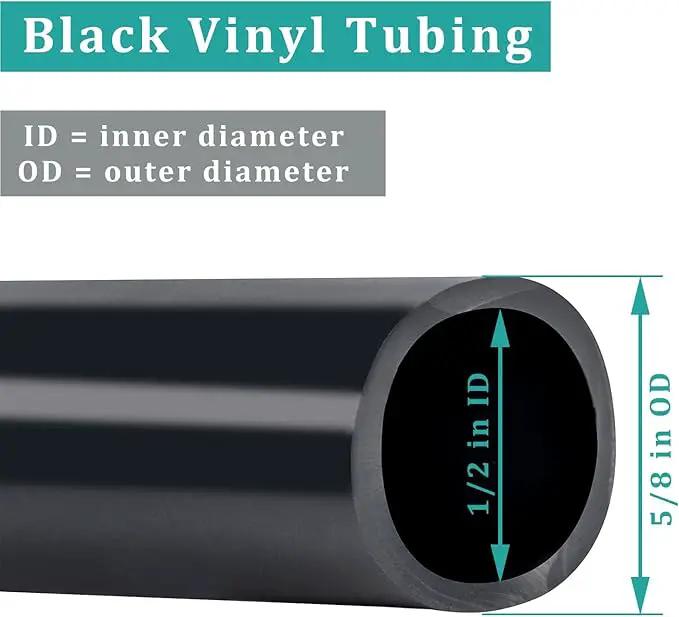 Black Vinyl Tubing 1/2” ID × 5/8” OD - 25 Feet PVC Flexible Plastic Tube Hybrid Hose, Transfer Water Air Oil for Pond Fountain Garden, Non-toxic and BPA free by GreenHaven Gardens