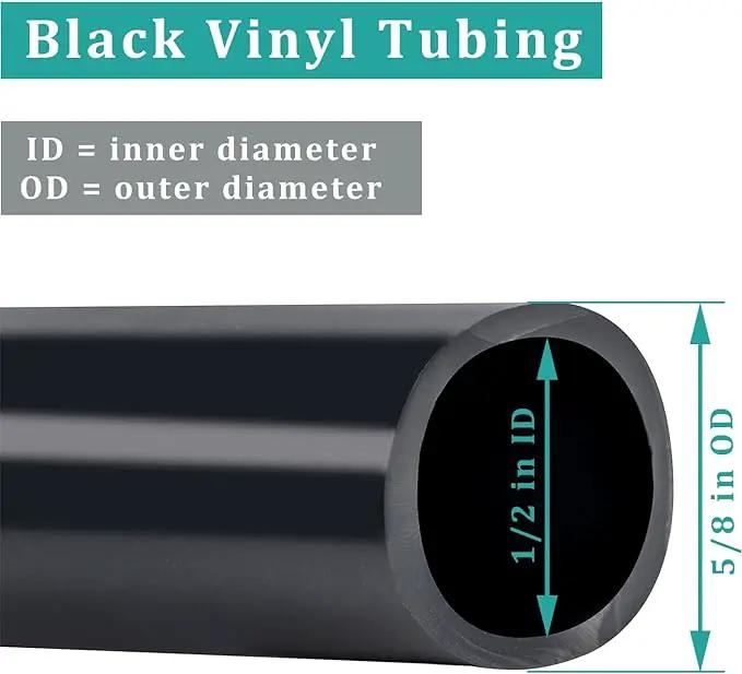 Black Vinyl Tubing 1/2” ID × 5/8” OD - 50 Feet PVC Flexible Plastic Tube Hybrid Hose, Transfer Water Air Oil for Pond Fountain Garden, Non-toxic and BPA free by GreenHaven Gardens