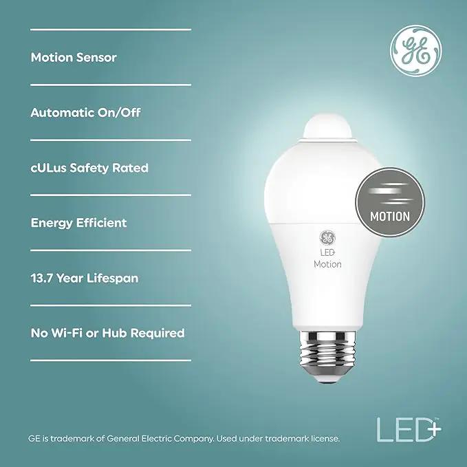 GE LED+ Motion Sensor LED Light Bulbs, 12W, Outdoor Security Lights, Daylight, A21 (2 Pack) by GreenHaven Gardens