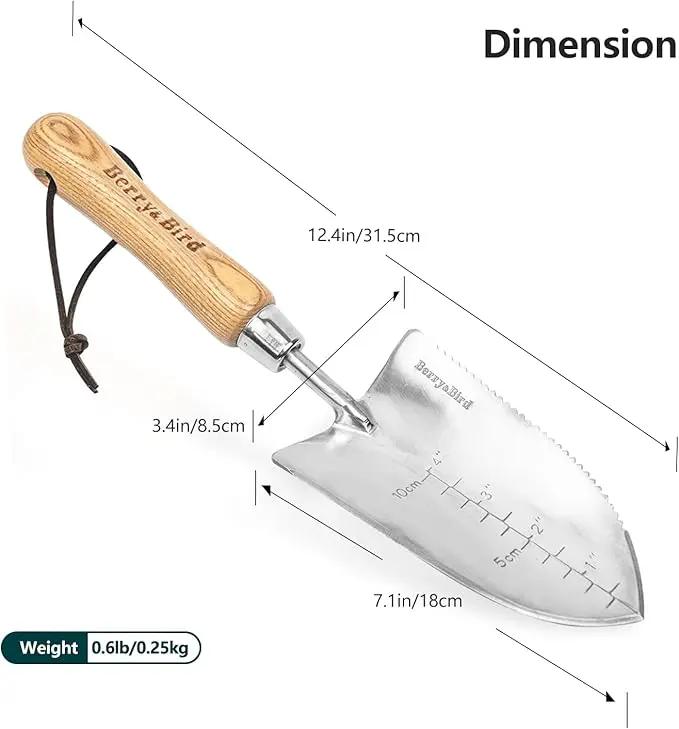 Garden Serrated Planting Trowel, Multifunctional Shovel with ash Wood and Stainless Steel Digging Trowel Transplanter by GreenHaven Gardens