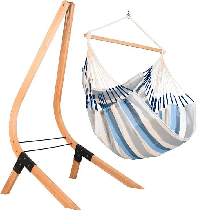 LA SIESTA® - Large Comfort Domingo Hammock Swing Chair - Weather & Tear Resistant Hanging Hammock Chair - Indoor Outdoor Hammock Chair Swing - Patio Porch Bedroom Hanging Chair - Max 285 Lbs, Sea Salt by GreenHaven Gardens