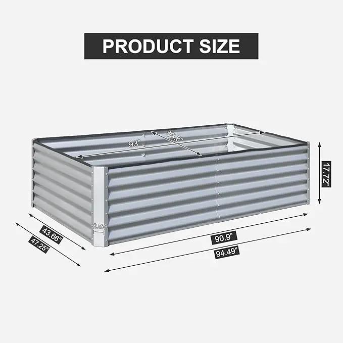 Domi Raised Garden Beds Outdoor, 6x3x1.5Ft Thickening Tall Metal Rectangular Deep Root Box Planter for Vegetables, Flowers, Herbs, and Succulents 1.5" Deep w/ 192 Gallon Capacity - Silvery by GreenHaven Gardens