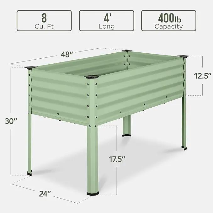 Best Choice Products 48x24x30in Galvanized Raised Garden Bed, Metal Elevated Planter Box, Vegetable Garden for Backyard, Patio, Balcony - Sage Green by GreenHaven Gardens
