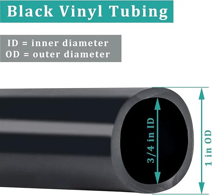 Black Vinyl Tubing 3/4” ID × 1” OD - 25 Feet PVC Flexible Plastic Tube Hybrid Hose, Transfer Water Air Oil for Pond Fountain Garden, Non-toxic and BPA free by GreenHaven Gardens