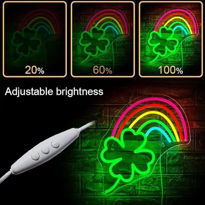 WLHOPE St Patricks Day Neon Sign St. Patrick's Day Neon Signs for Wall Decor Dimmable Rainbow Clover Light Up Sign for Bedroom Living Room Wall Art Happy St. Patrick's Day Decoration by GreenHaven Gardens