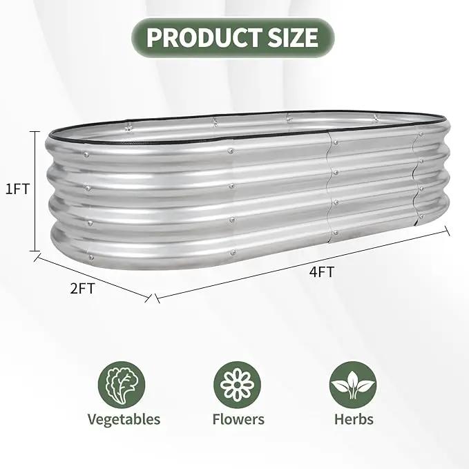 1MORE Galvanized Raised Garden Bed- Planter Garden Boxes Outdoor, Raised Beds for Gardening, 4x2x1ft Metal Garden Bed Kit for Vegetables Flower, Planter Raised Beds with Tools.Silver-2pack by GreenHaven Gardens