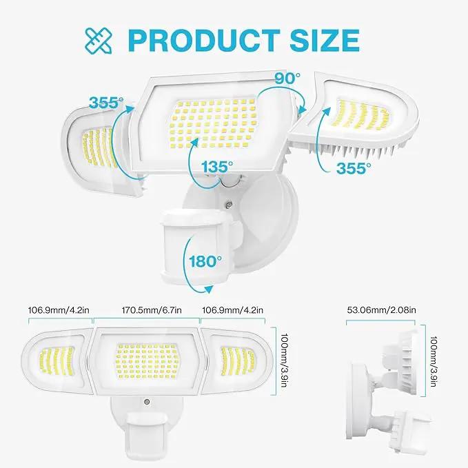 Olafus 100W LED Security Light Motion Sensor Outdoor Light, Motion Flood Light Dusk to Dawn, 9000LM Super Bright 6500K Exterior Motion Detector Floodlight for Garage Yard Porch Eave IP65, White by GreenHaven Gardens