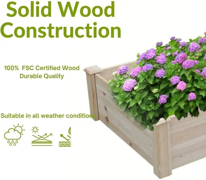 BTExpert 8ft x 2ft Horticulture Raised Garden Beds Elevated Planting Divisible Large Wooden Planter Box Kit Stand for Vegetable Herbs Flower Backyard Patio Balcony Bed Liner Outdoor Clear Natural Wood by GreenHaven Gardens