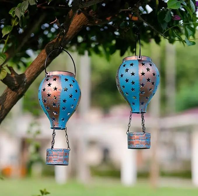 Hanging Solar Lantern,2-Pack Solar Powered Hot Air Balloon Lantern,Hanging Solar Lights Outdoor Waterproof for Lawn Porch Tree Garden Decorations by GreenHaven Gardens