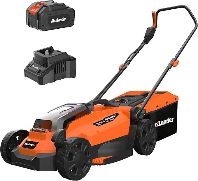 Maxlander Lawn Mowers, 13Inch Electric Lawn Mower Cordless, 20V 2-in-1 Battery Powered Lawn Mower with Brushless Motor, 5-Position Height Adjustment, Battery and Charger Included by GreenHaven Gardens