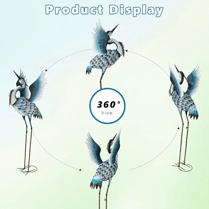 DREAMSOUL 40" Large Blue Heron Garden Statues Metal Crane Outdoor Statues Yard Art, Bird Statue for Backyard Lawn Patio Outside Decor by GreenHaven Gardens