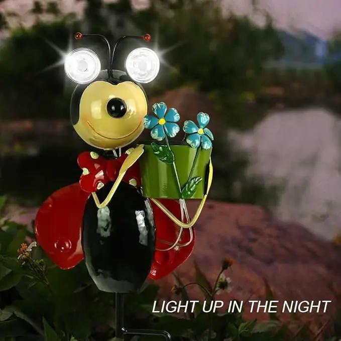 Solar Lady Bugs Lights Swaying Metal Garden Decor Waterproof Solar Lights Decorative Outdoor Stake Lights for Outside Patio Balcony Pathway Lawn Yard Gift by GreenHaven Gardens