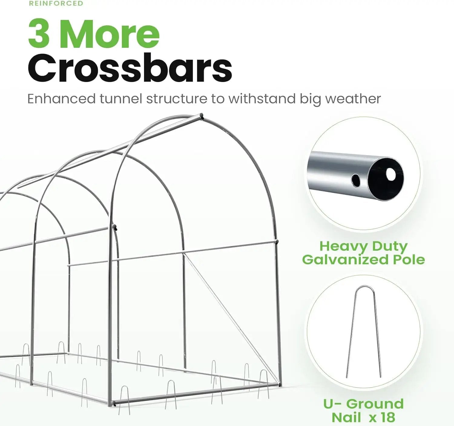 KING BIRD Premium 10x6.6x6.6FT Greenhouse for Outdoors, Large Walk-in Heavy Duty Galvanized Steel Frame, Mesh Door Screen Window Upgraded Zipper Tunnel Hoop for Garden Plant Winter, Green by GreenHaven Gardens