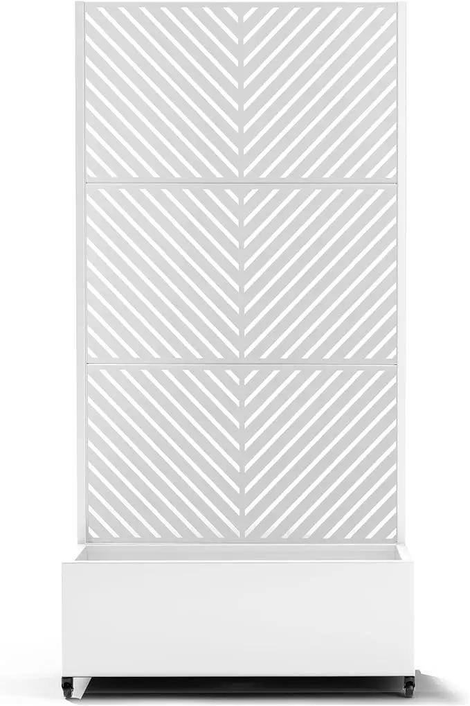 Raised Garden Bed with Trellis and Wheels,73"x35"x16" Metal Raised Garden Bed,White Parallel Metal Planter with Climbing Trellis for Vines & Vegetables by GreenHaven Gardens