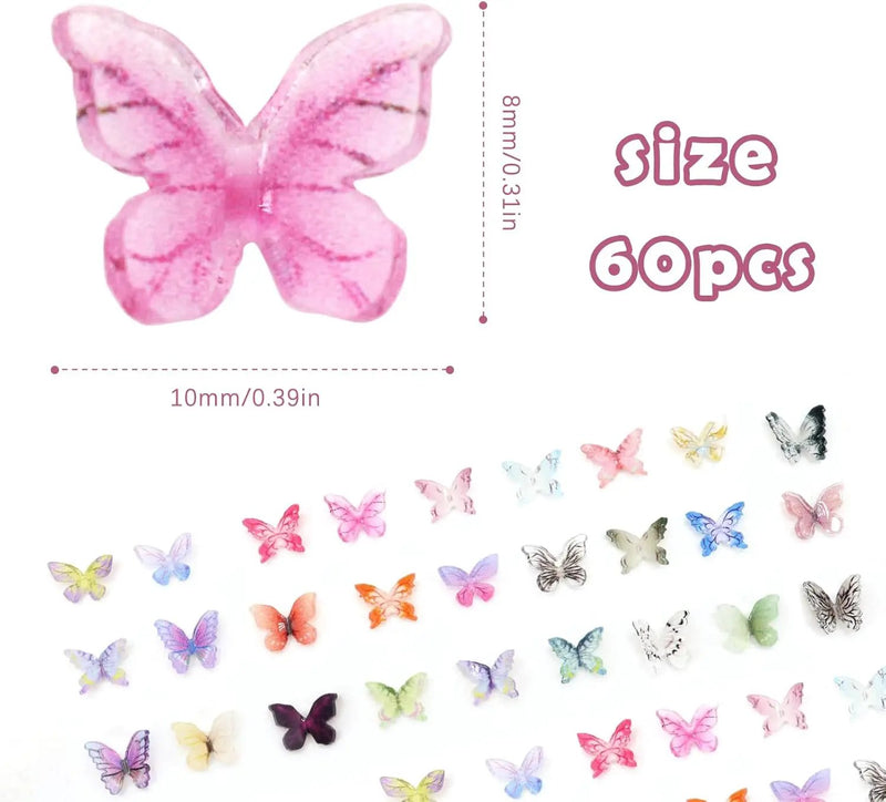 60Pcs Mini Resin Butterflies, Miniature Dollhouse Accessories Tiny Butterflies for Crafts, Mini Resin Animals Figurines for DIY Fairy Garden Dollhouse Micro Landscaping Decoration by GreenHaven Gardens
