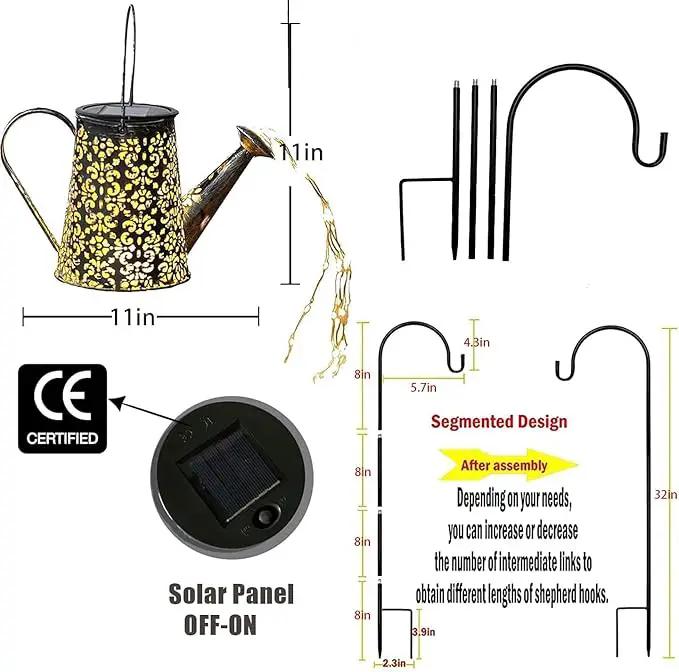 Solar Watering Can Lights Waterproof Garden Decorations - Outdoor Large Fairy Lartern Hanging Retro Metal Kettle Light Star Art Decorative Lamp for Walkway Table Patio Lawn with Bracket by GreenHaven Gardens