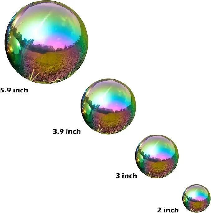 Nerien Gazing Ball, Stainless Steel Garden Mirror Globe, Polished Ornament Sphere, Hollow Floating Reflective Hemisphere, for Home Outdoor Pond Housewarming Swimming Pool Decoration, Rainbow, 10Pcs by GreenHaven Gardens