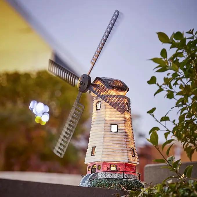 pearlstar Solar Garden Outdoor Windmill Lighthouse - 20" Solar Powered LED Lighthouse Garden Statue Waterproof Decorative Light for Landscape Decor Lawn Garden Table Patio Pathway Yard by GreenHaven Gardens