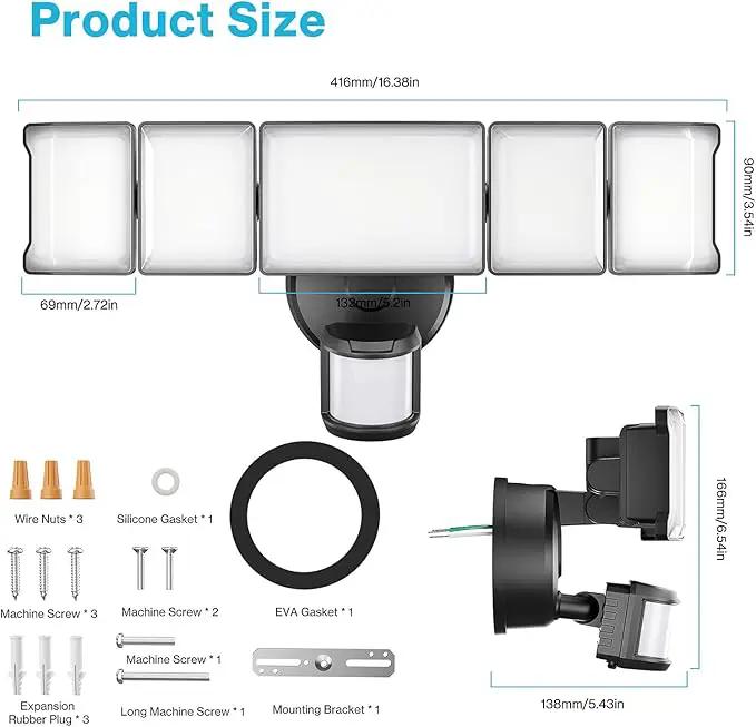 Olafus 100W Motion Sensor Outdoor Lights, 10000LM 2 Pack Motion Sensor Flood Light, Dusk to Dawn Outdoor Lighting, IP65 Waterproof Motion Detector Lights for Outside, Black by GreenHaven Gardens