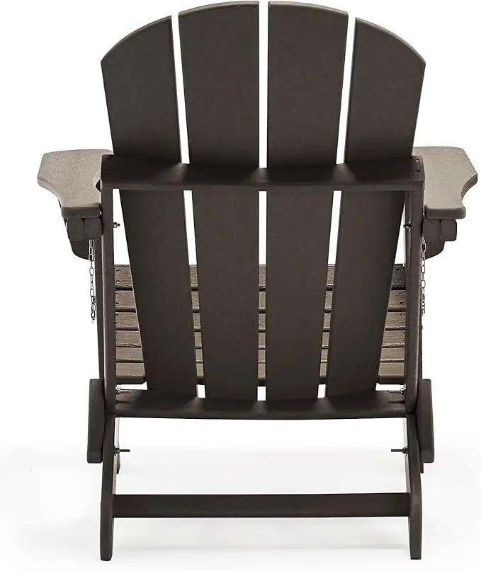 WO Home Furniture Adirondack Chairs Table Set of 3 PCS Outdoor Folding Chairs Side End Table Weather/UV Resistant for Lawn, Garden, Bon Fire, Balcony (Dark Brown) by GreenHaven Gardens