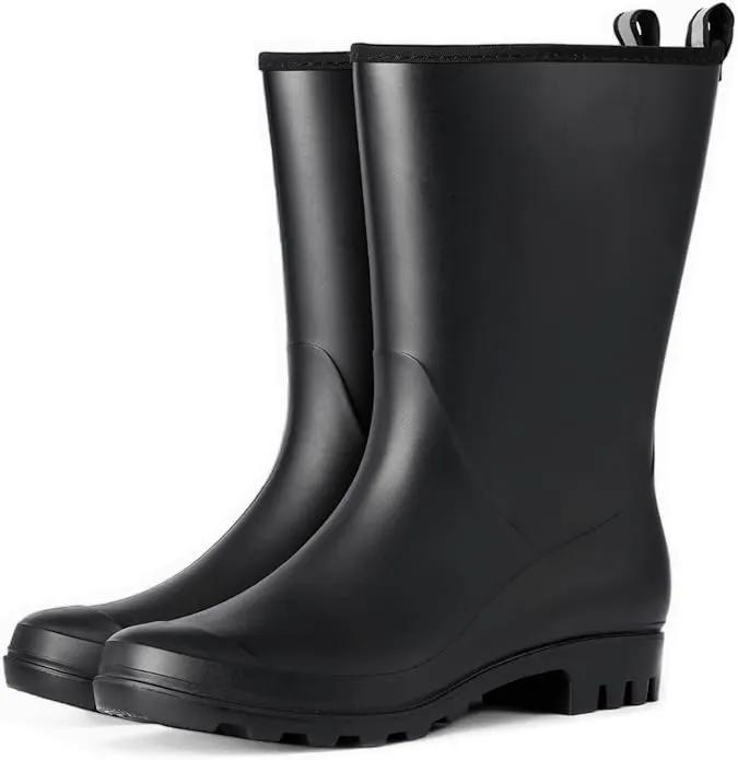 Mid Calf Rain Boots Women Waterproof PVC Womens Rubber Rain Boot Seamless Rain Footwear Outdoor Garden Work Walking by GreenHaven Gardens