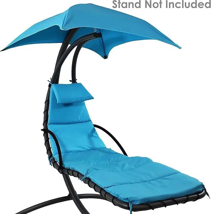 Weatherproof Replacement Cushion Pad and Umbrella for Hanging Lounge Chair Outdoor Chaise Hanging Hammock Chair - Long-Lasting, Fade-Resistant, Quick-Dry, Outdoor Lounge Replacement Set (Light Blue) by GreenHaven Gardens